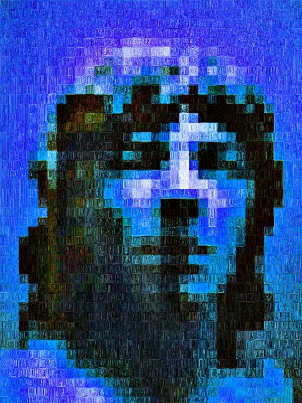 Blue mosaic portrait - by Tony Karp